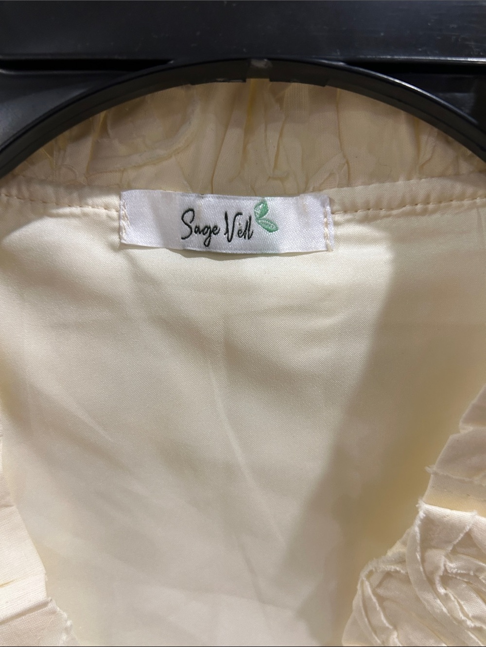 Cream Embroidered Button-Front Blouse - Picture 2 of 4